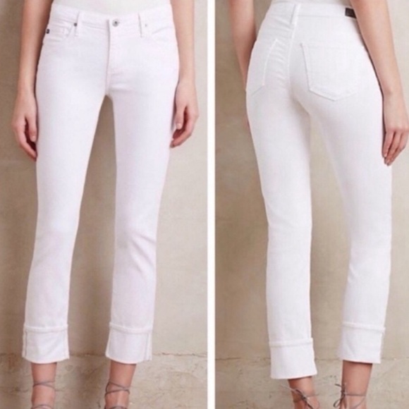 AG Adriano Goldschmied The Stevie Solid White Straight Slim Ankle Jeans Size 28 - Picture 1 of 9